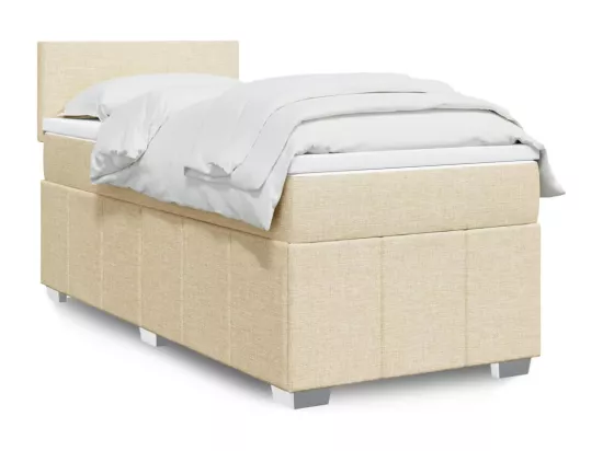 Sommier à lattes de lit et matelas Crème 90x190 cm Tissu