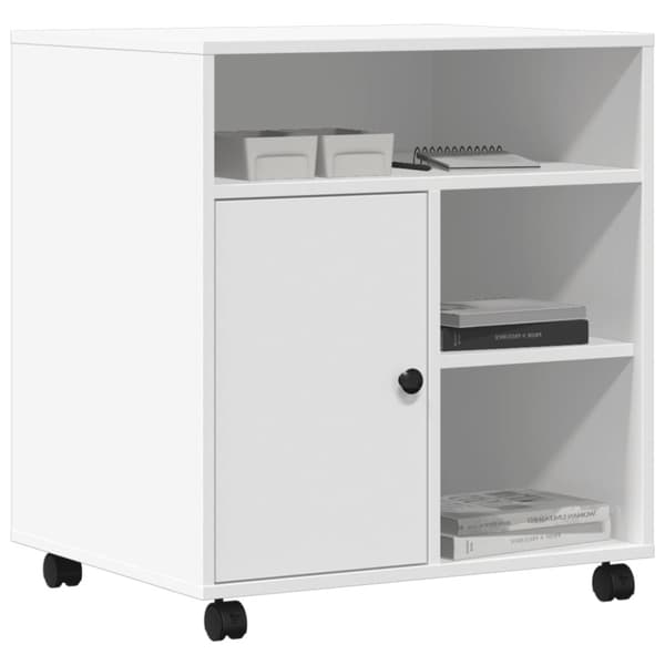 vidaXL Skriverstativ med hjul hvit 60x50x67 cm