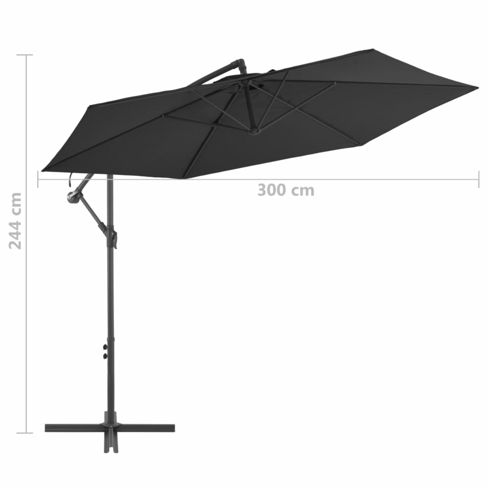 Parasol déporté avec mât en aluminium 300 cm noir