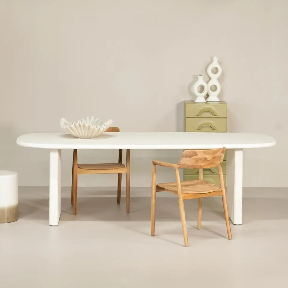 Eettafel Deens Ovaal 200cm - Beige Beton - Gin