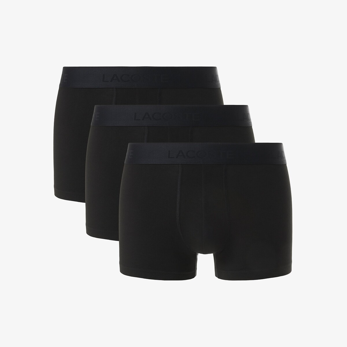 LACOSTE<br>Conjunto de 3 cuecas boxer lisas, algodão elástico