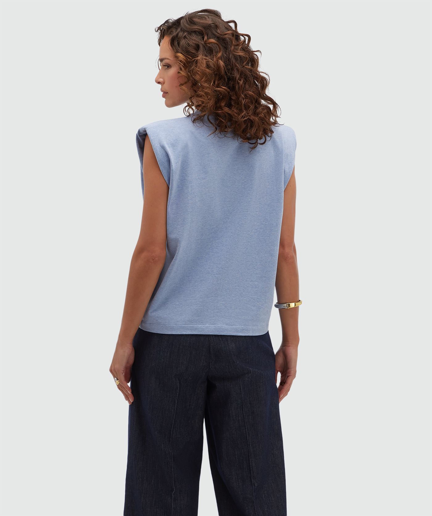 JV-SUE regular fit T-shirt met logo - powder blue melange