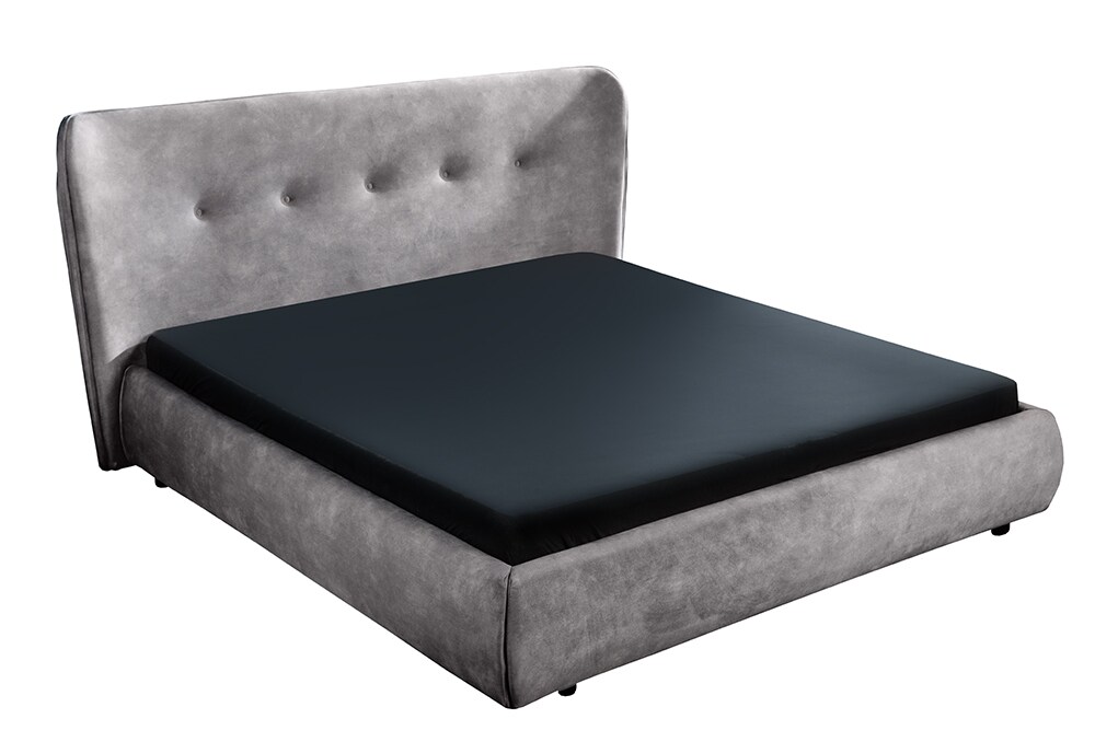 riess-ambiente Doppelbett FLORENZ - 180x200cm grau Samt Kingsize Polsterbett