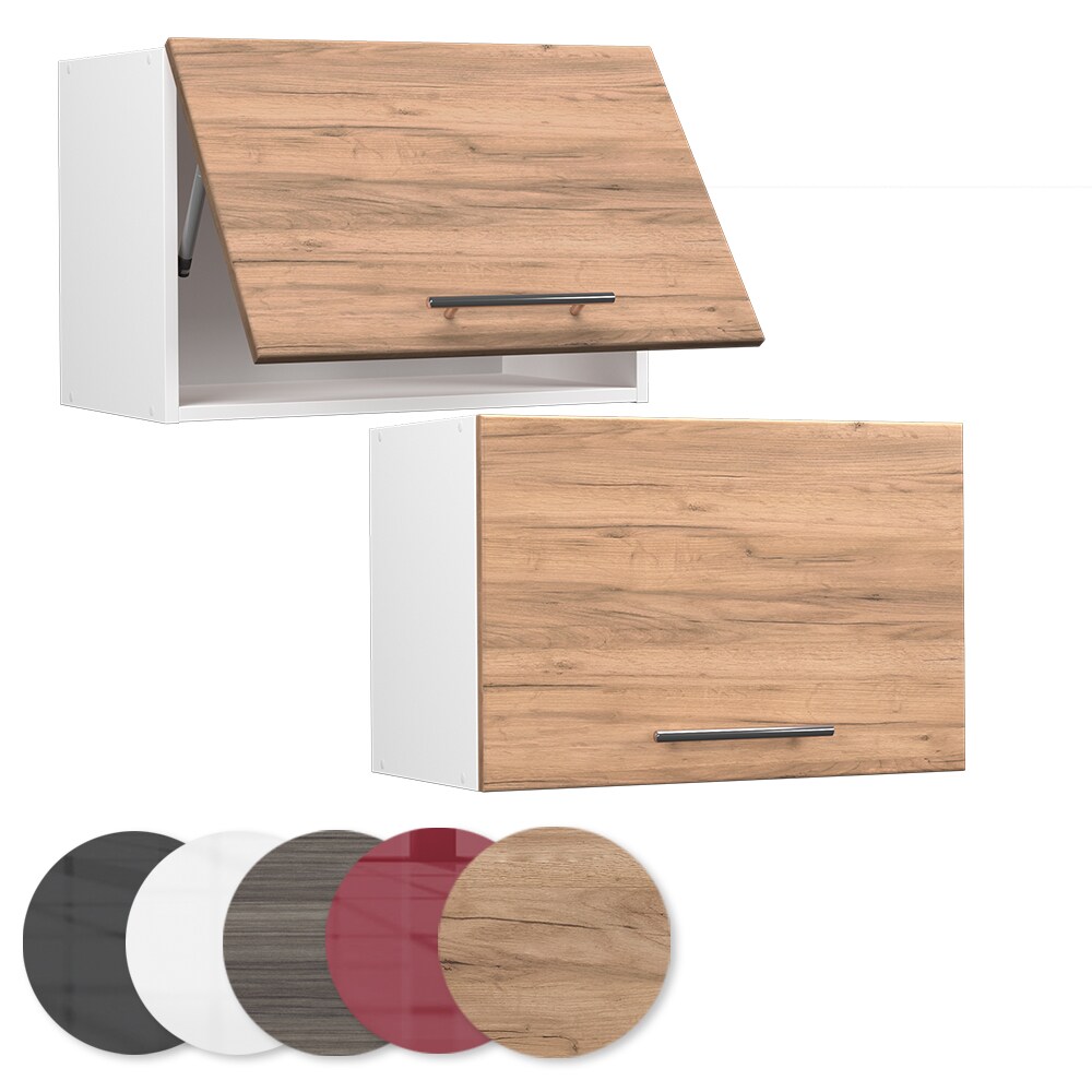 Vicco Hängeschrank Küchenschrank Küchenmöbel Fame-Line Weiß Eiche modern 60 cm Küche Einbauküche Hängeschrank Klapptür Dunstabzugshaube Küchenzeile