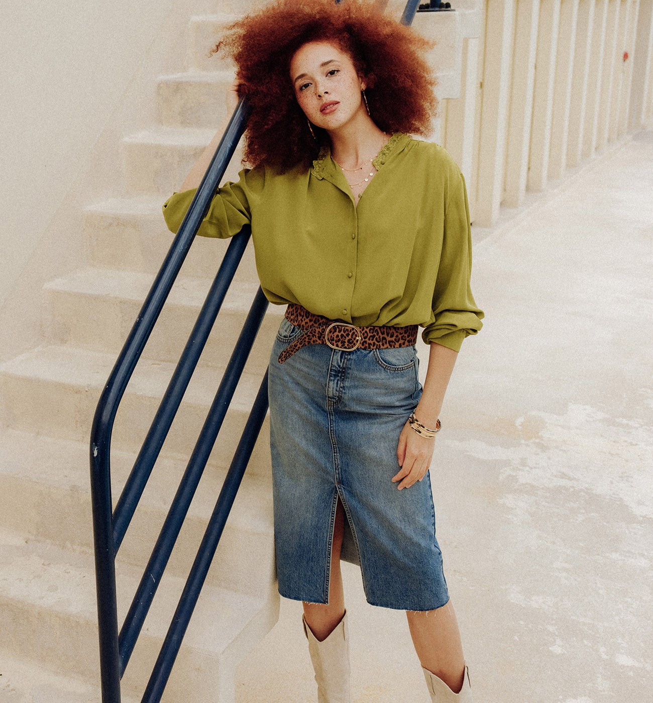 Jupe midi en jean Femme - Jean moyen
