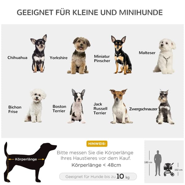 Hundevogn, 3 I 1 Hundevogn, Bilsete, Transportbag, Kattevogn Med Pute Opptil 15 Kg, Sammenleggbar Med Bremser, Nettingvindu, Sikkerhetsliner