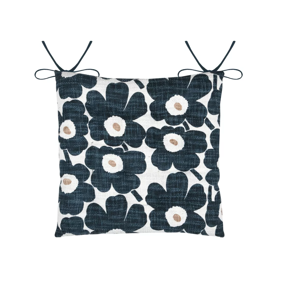 Coussin de chaise carré coton (38 x 38 cm) Eugénie Bleu marine