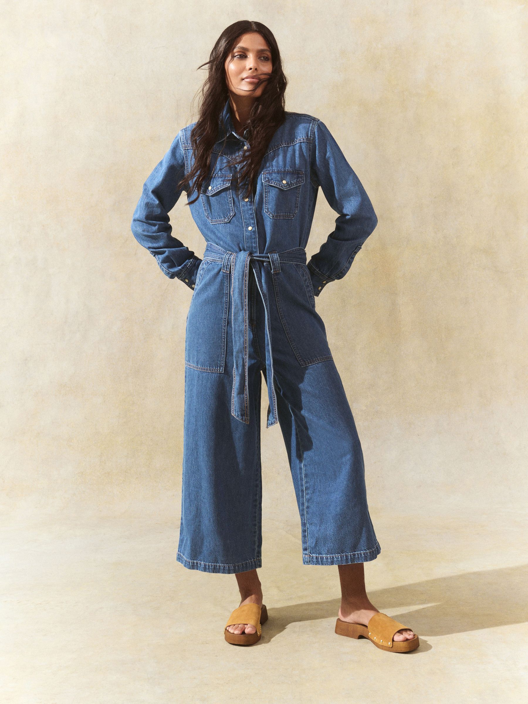 Normaal blauw - Western denim 100% katoenen jumpsuit
