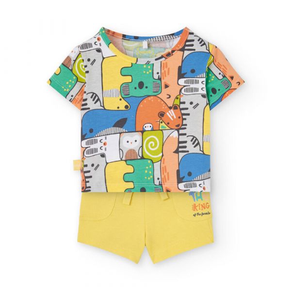 Boboli Conjunto De Manga Curta Knit 1 Meses Puzzle Print