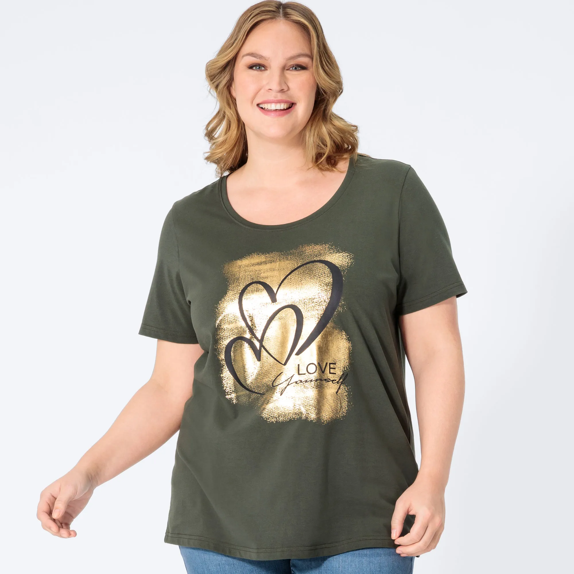 Damen-T-Shirt mit Frontaufdruck, große Größen