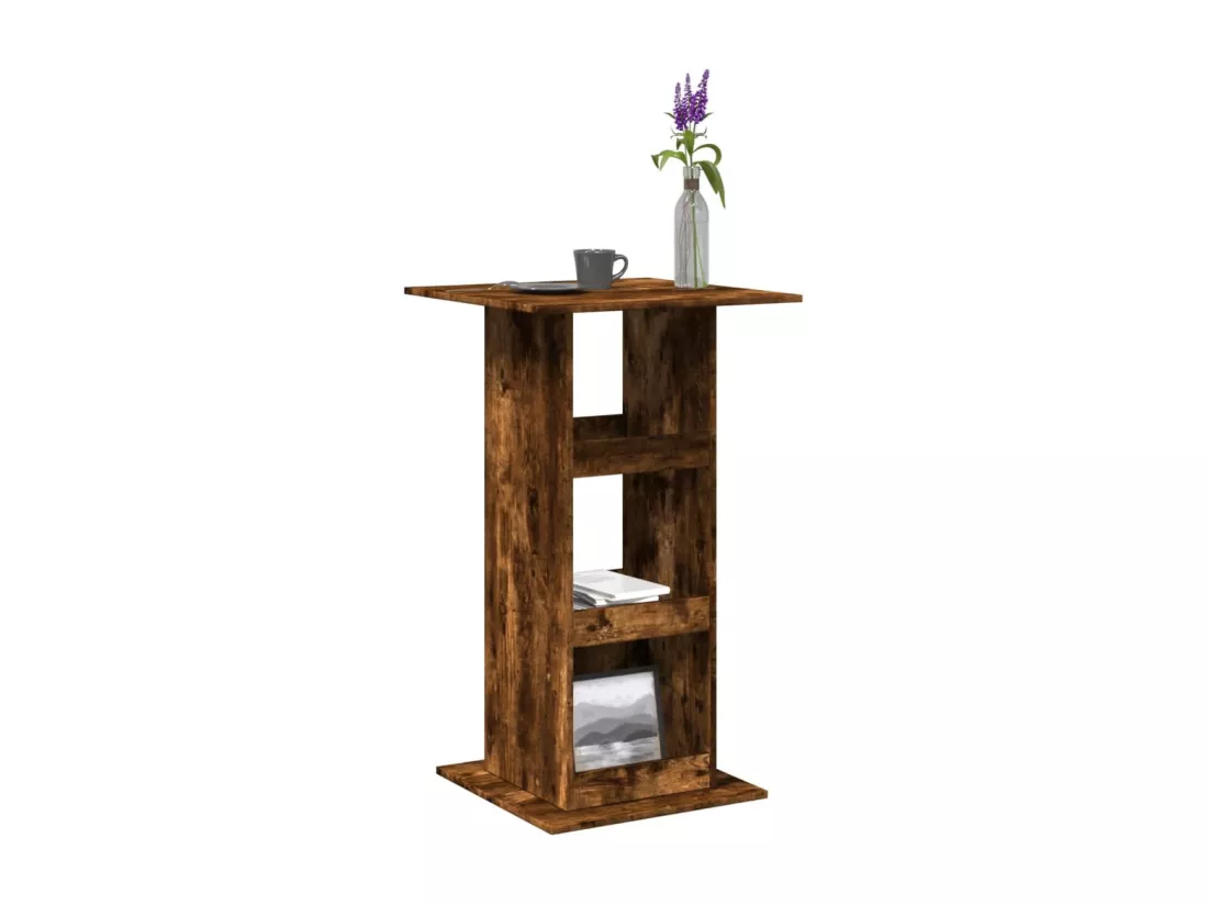 Table de bar avec rangement chêne fumé bois d’ingénierie