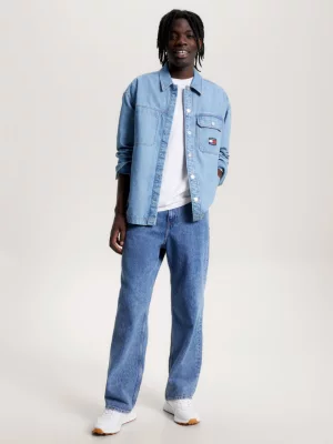 Sobretudo casual essencial em jeans desbotado