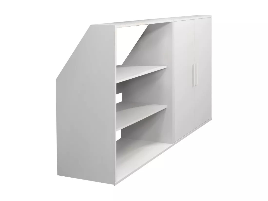 Meuble sous pente 2 portes et 2 étagères - Blanc - ADEZIO