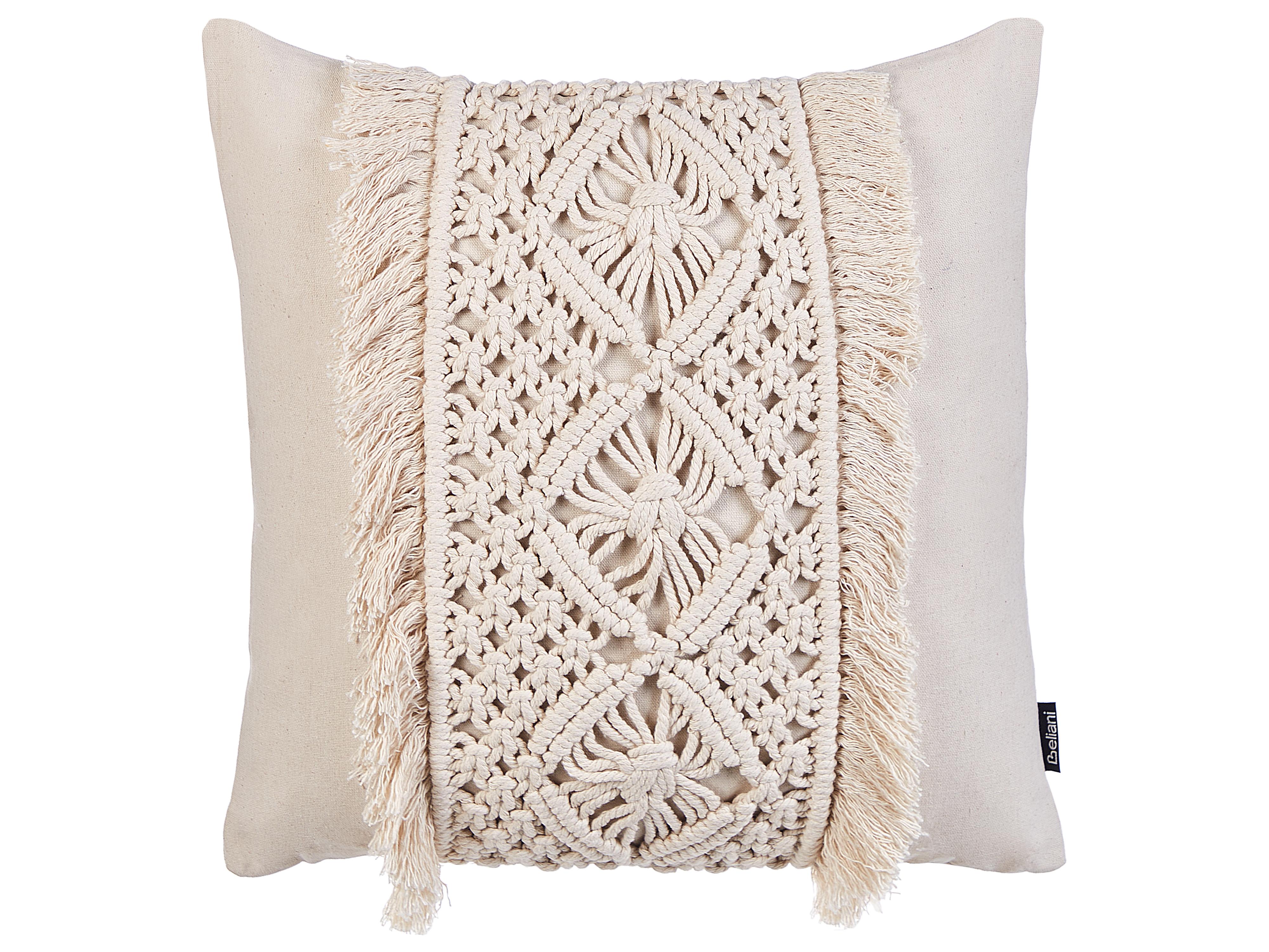 Set van 2 sierkussens KALAM Katoen 45 x 45 cm Lichtbeige geometrisch patroon