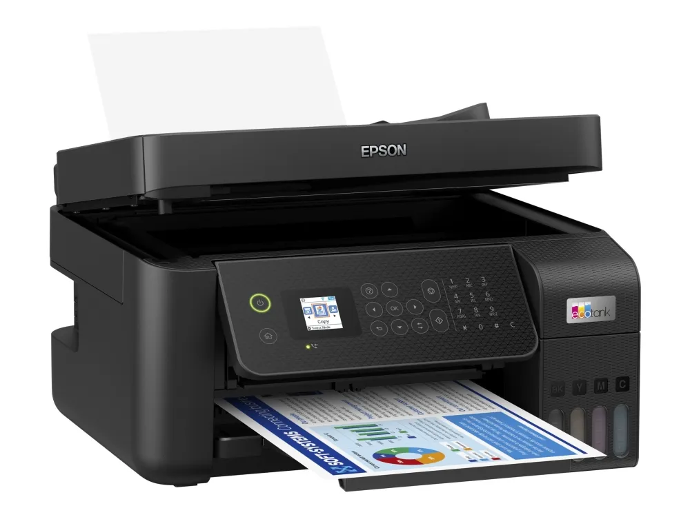 Epson EcoTank ET-4800 - Multifunktionsprinter - farve - blækprinter - kan genopfyldes - A4 (medie) - op til 10 spm (udskriver) - 100 ark - 33.6 Kbps - USB, LAN, Wi-Fi - sort