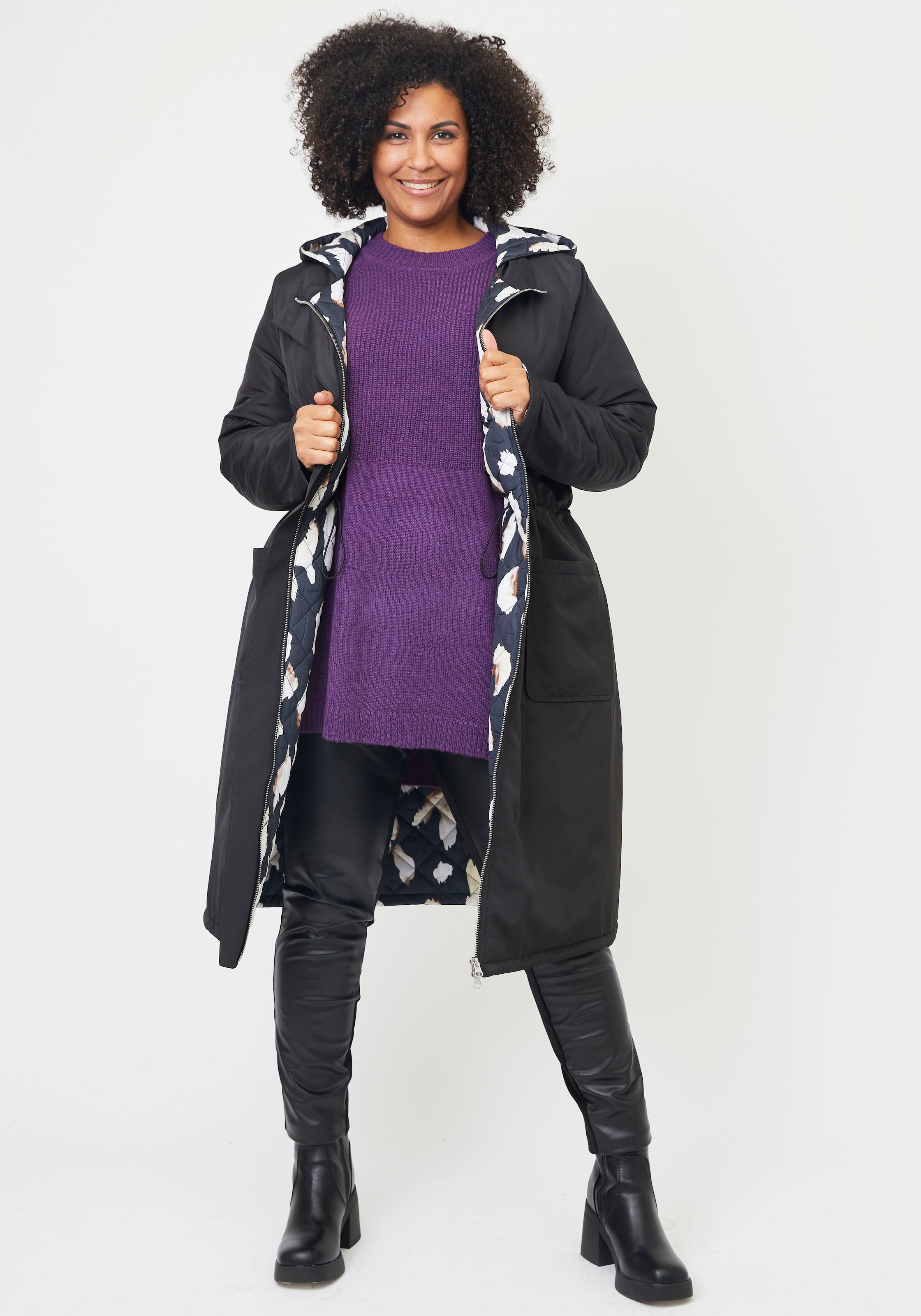 ADIA Parka mit Kapuze mit Multicolor Innen-Design