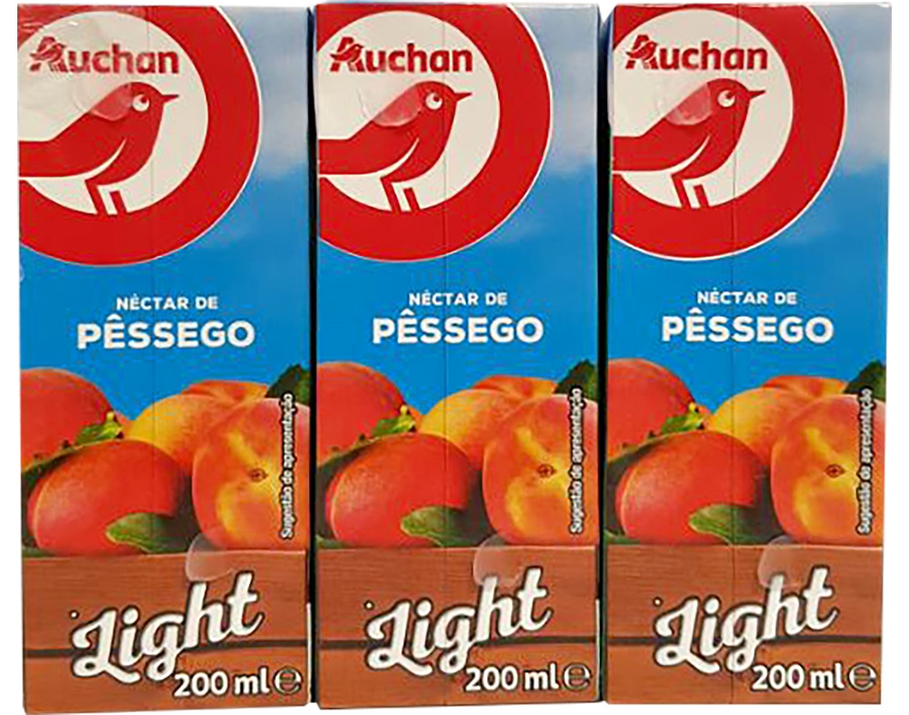 NÉCTAR AUCHAN PÊSSEGO LIGHT 6X200ML