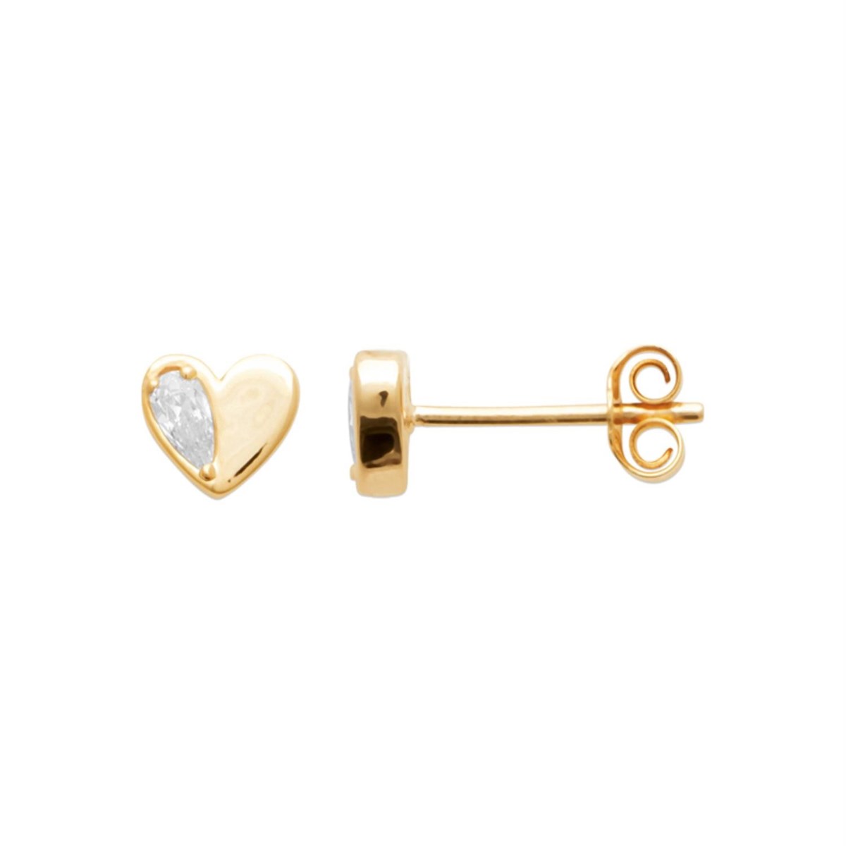 Boucles d'oreilles petit coeur et goutte d'oxyde de zirconium Plaqué OR 750 3 microns