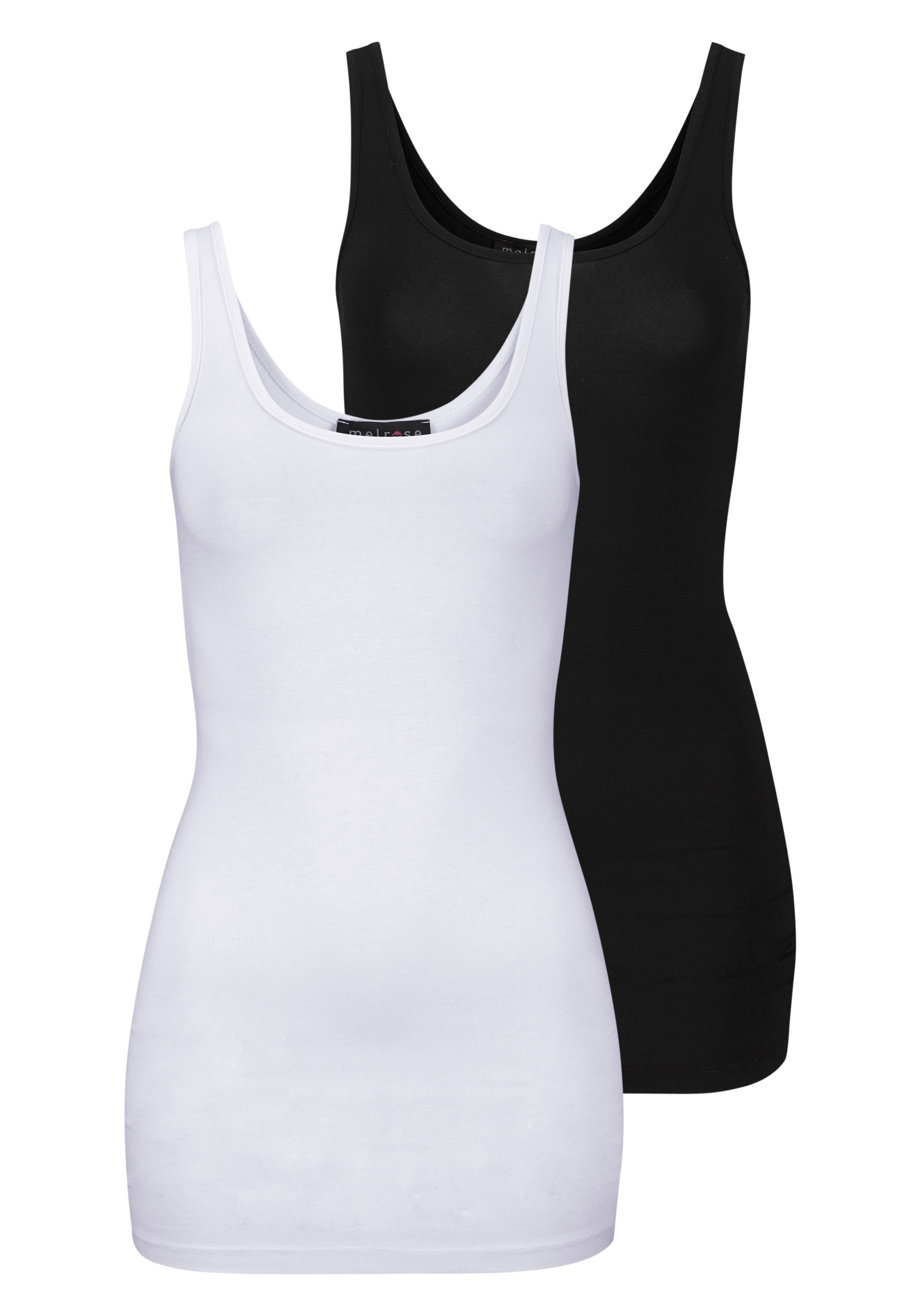Melrose Longtop, 2 Stk. mit dezentem Glitzer-Logo am Rücken