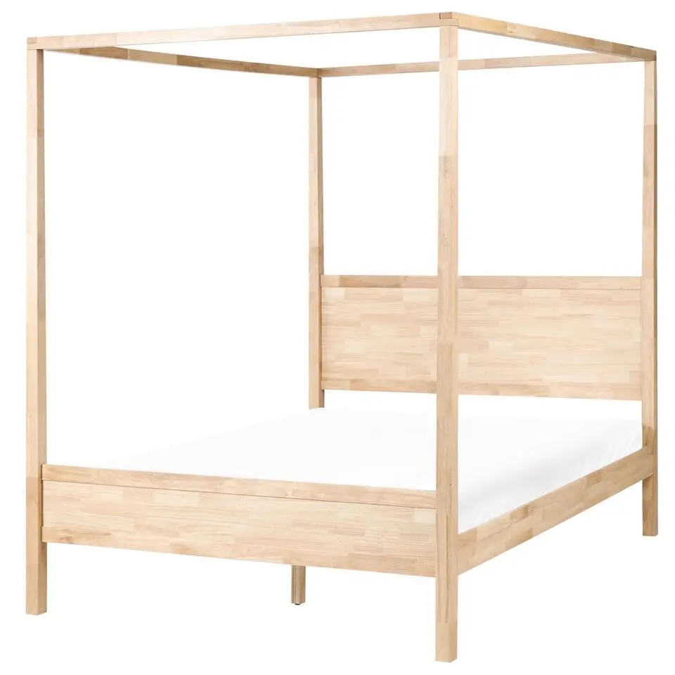 HAUTERIVES - Hemelbed - Lichtbruin - 160 x 200 cm - Rubberhout