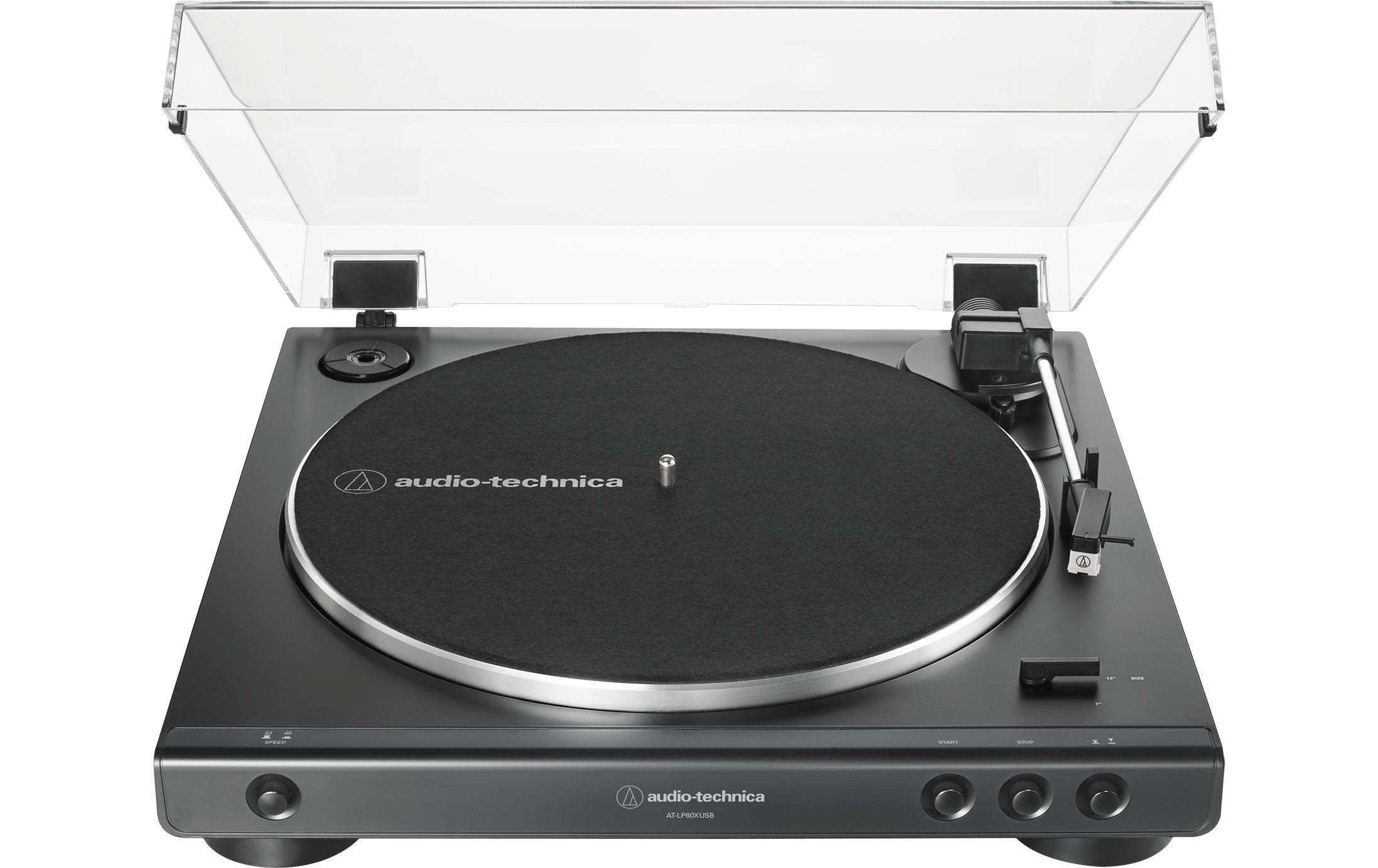 Plattenspieler AT-LP60XUSB Grau/Schwarz<br>Vollautomatischer Stereo-Hi-Fi-Plattenspieler mit Riemenantrieb und Umwandlungsmöglichkeit