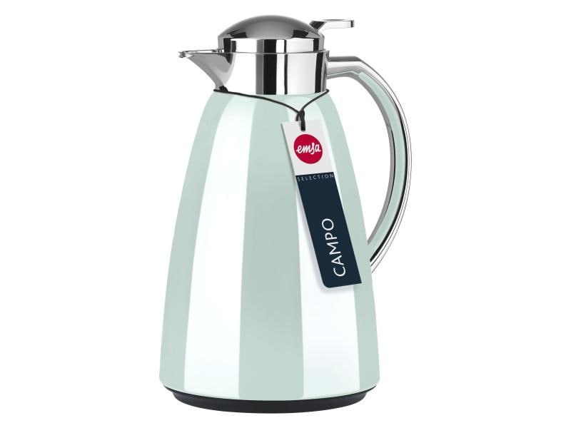 Emsa Thermoskanne Campo 1000 ml, Pastell Mint Isolierkanne mit Schraubverschluss und Ausgussknopf