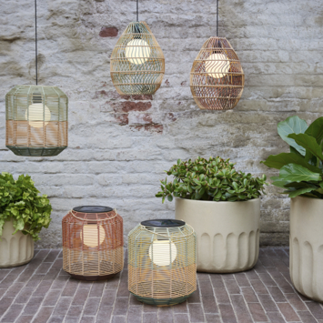 Solar LED lantaarn 28cm hoog Ø24cm groen