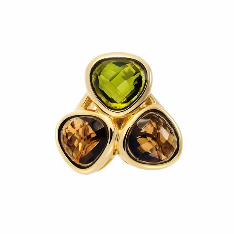 Bague Argent Evasion Doré Brun Kaki