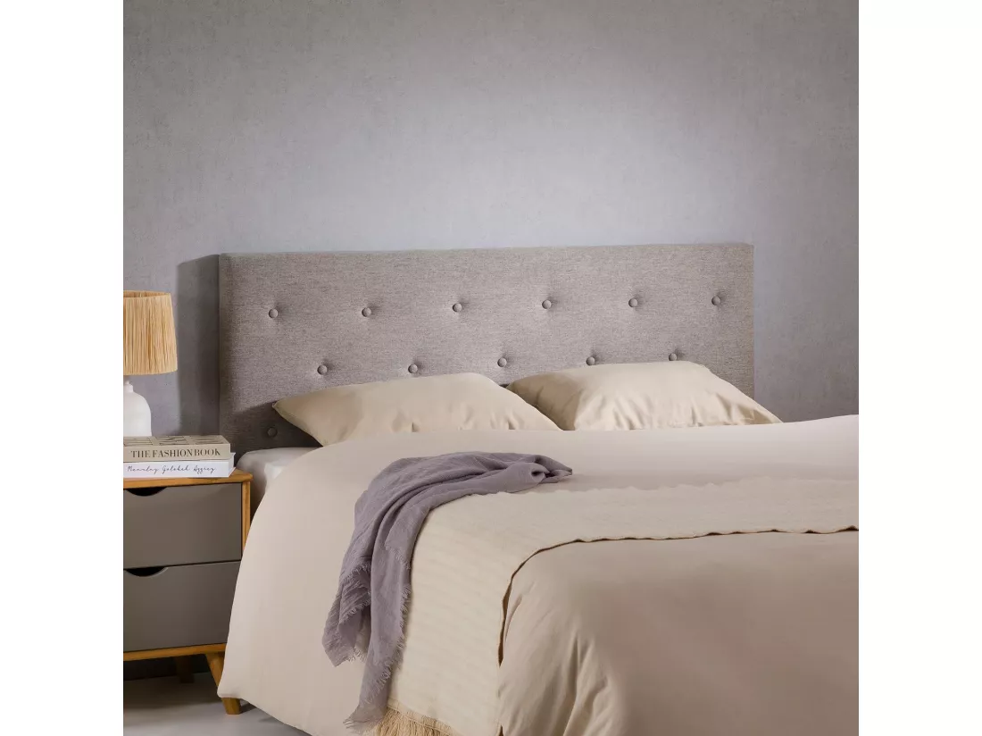 Tête de lit GAREK 120 capitonnée, En tissu rembourré, Pieds en bois, Design élégant, Pour lits 120 cm, Gris