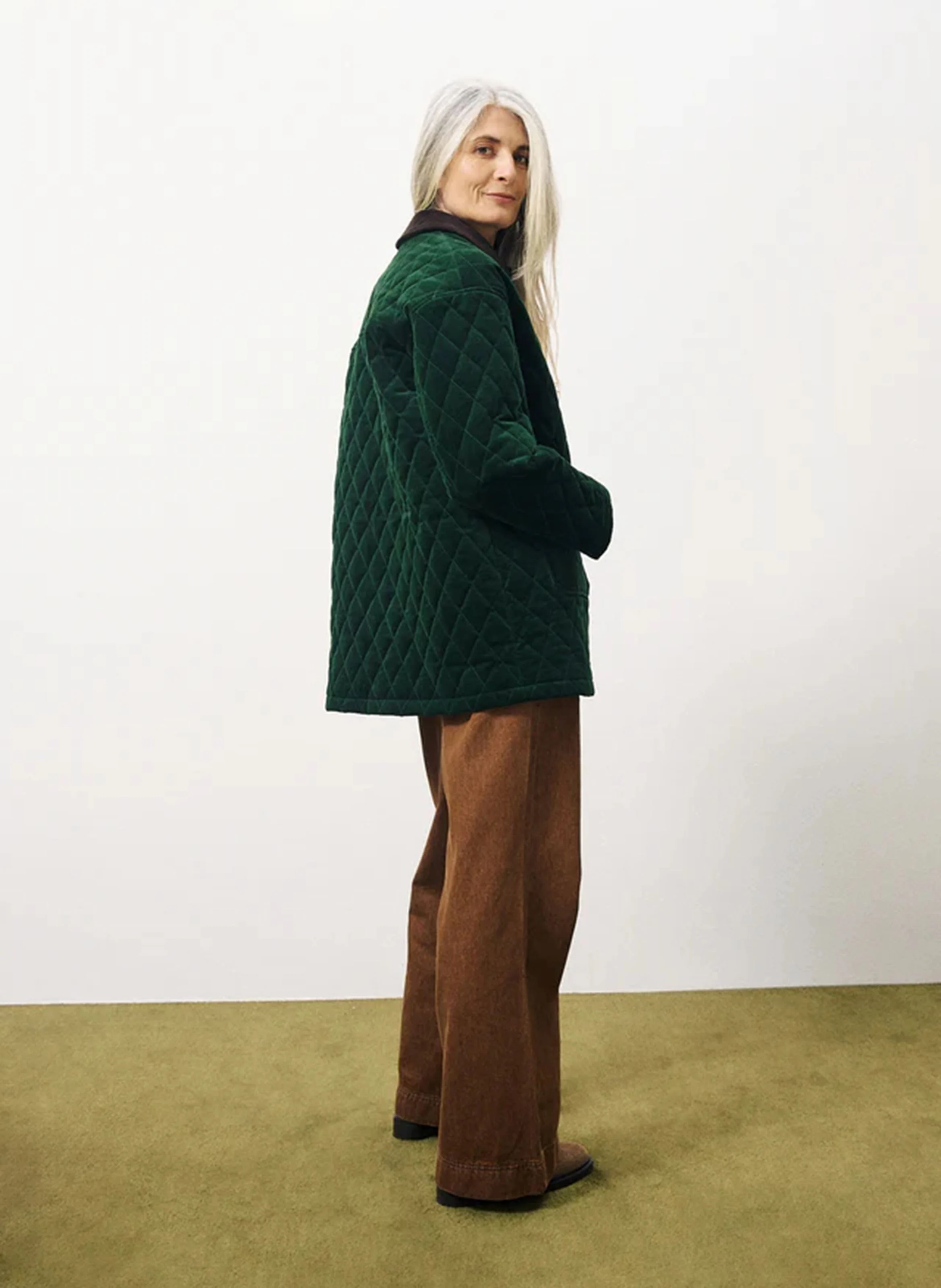 LAIA - Manteau col classique en coton mélangé | Vert