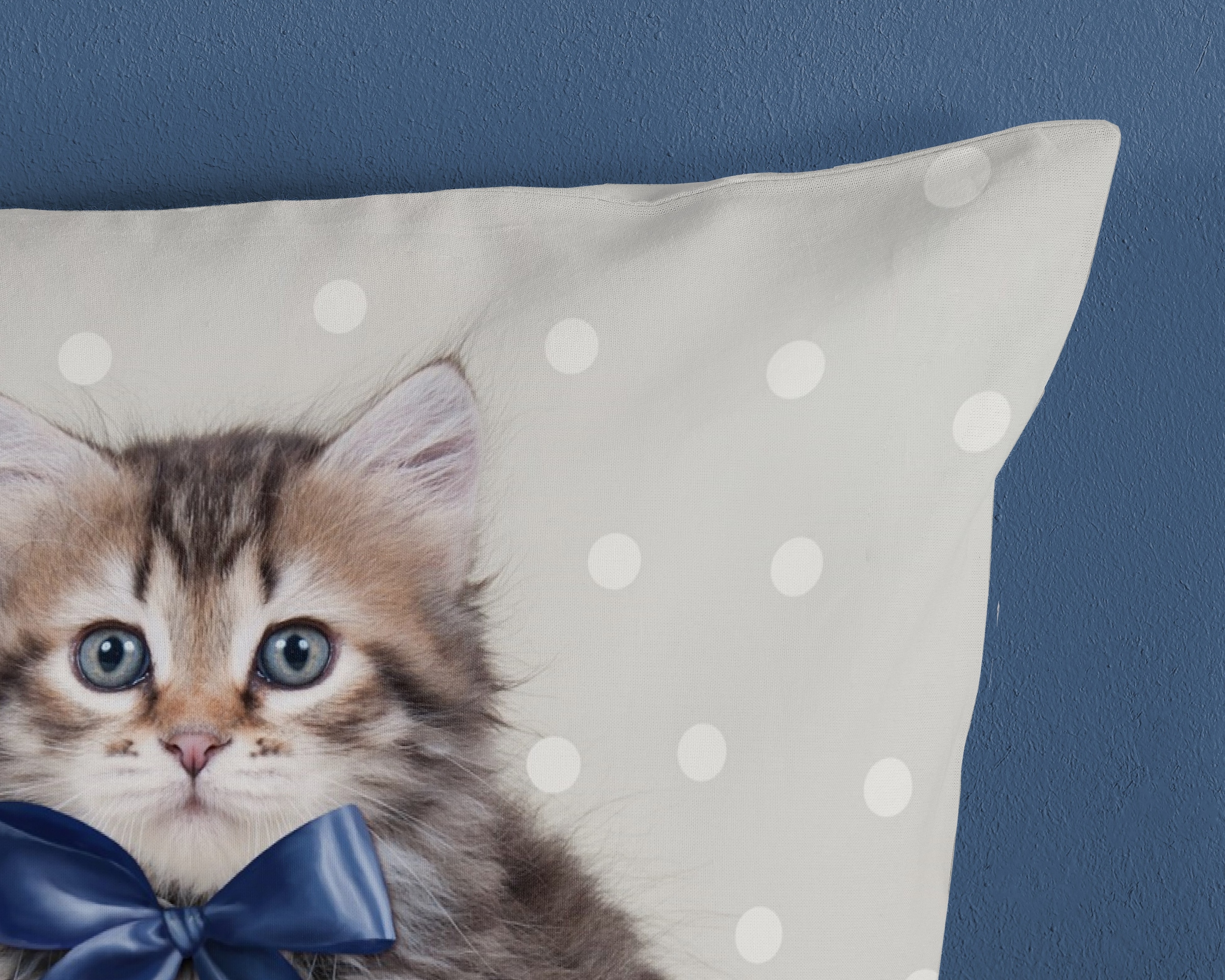 good morning Kinderbettwäsche »Mae« 2 Stk. tlg. 100% Baumwolle, 135x200, Reissverschluss, Wende, Kind, Katze, Blau Grau