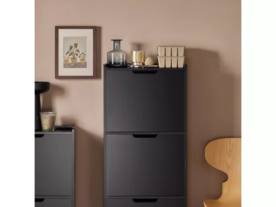 SoBuy Meuble à Chaussures Meuble de Rangement à Chaussures avec 3 Abattants Armoire à Chaussures Commode à Chaussures Meuble d'Entrée Rangement pour Chaussures – Noir, 50x19x129 cm, FSR151-H-SCH