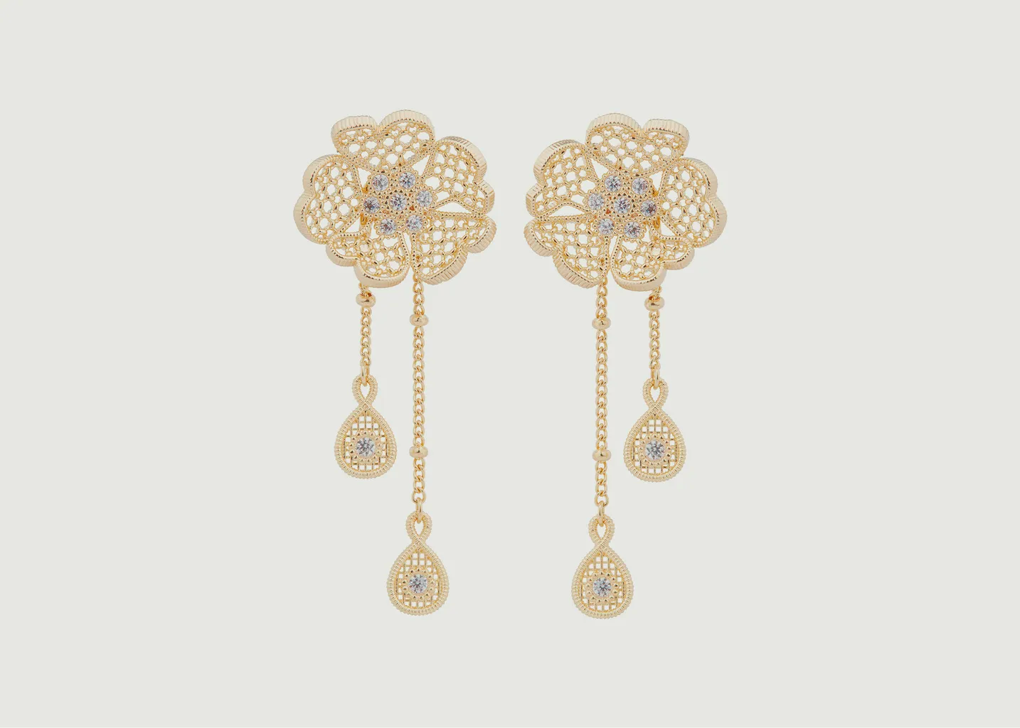 Boucles d'oreilles pendantes Fil d'Or Les Néréides