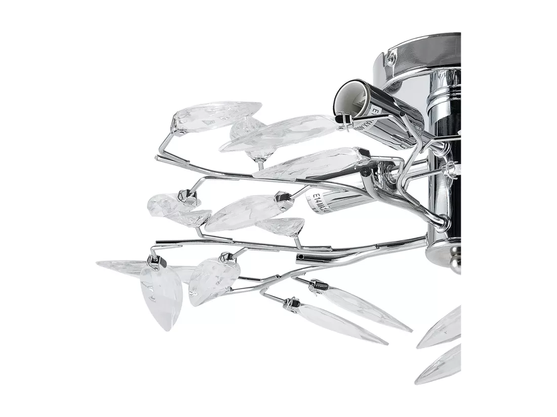 Plafonnier cristal suspension luminaire design LED diamètre 47,5 cm métal chrome argent 03_0005930