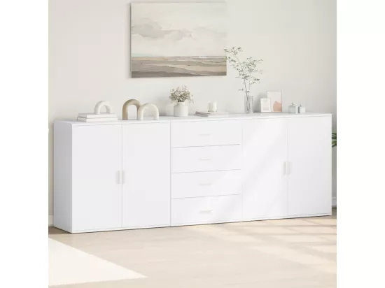 Buffets 3 pcs Blanc Bois d'ingénierie