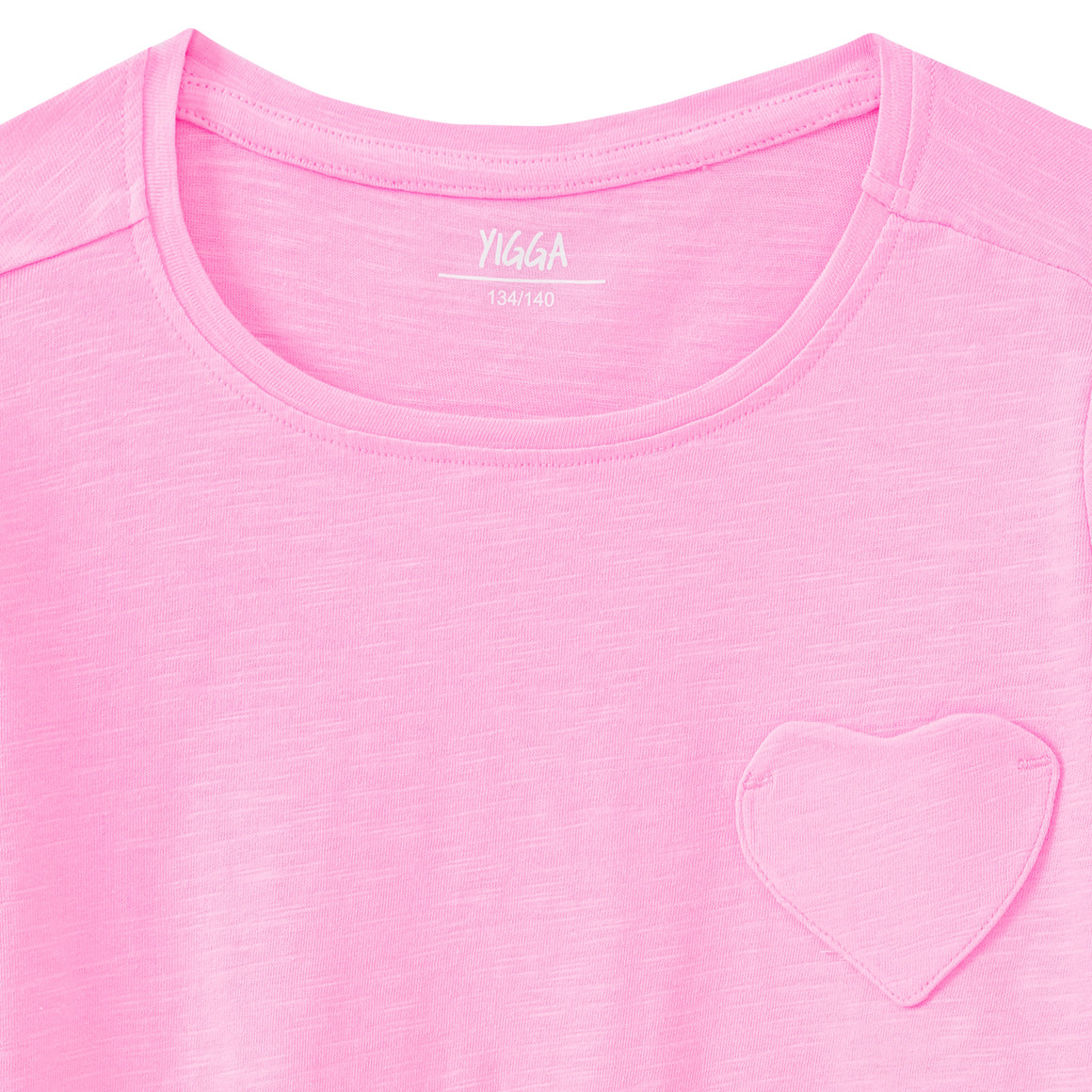 Yigga Mädchen T-Shirt mit Herz-Tasche rosa