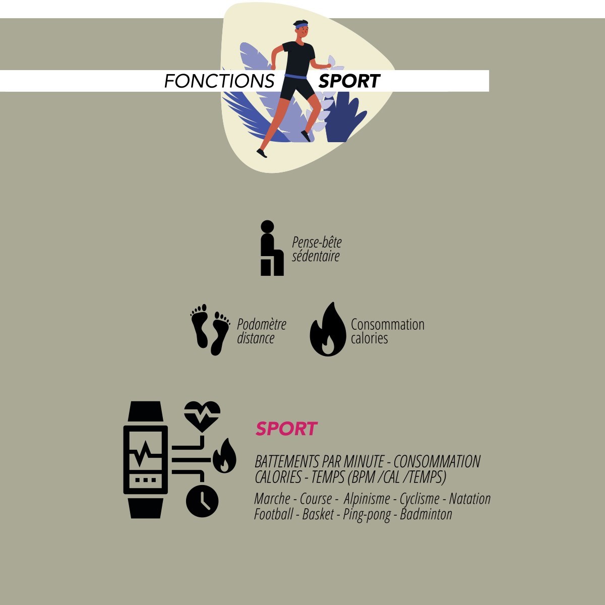 Montre connectée multi sports bracelet silicone SMARTY POWER