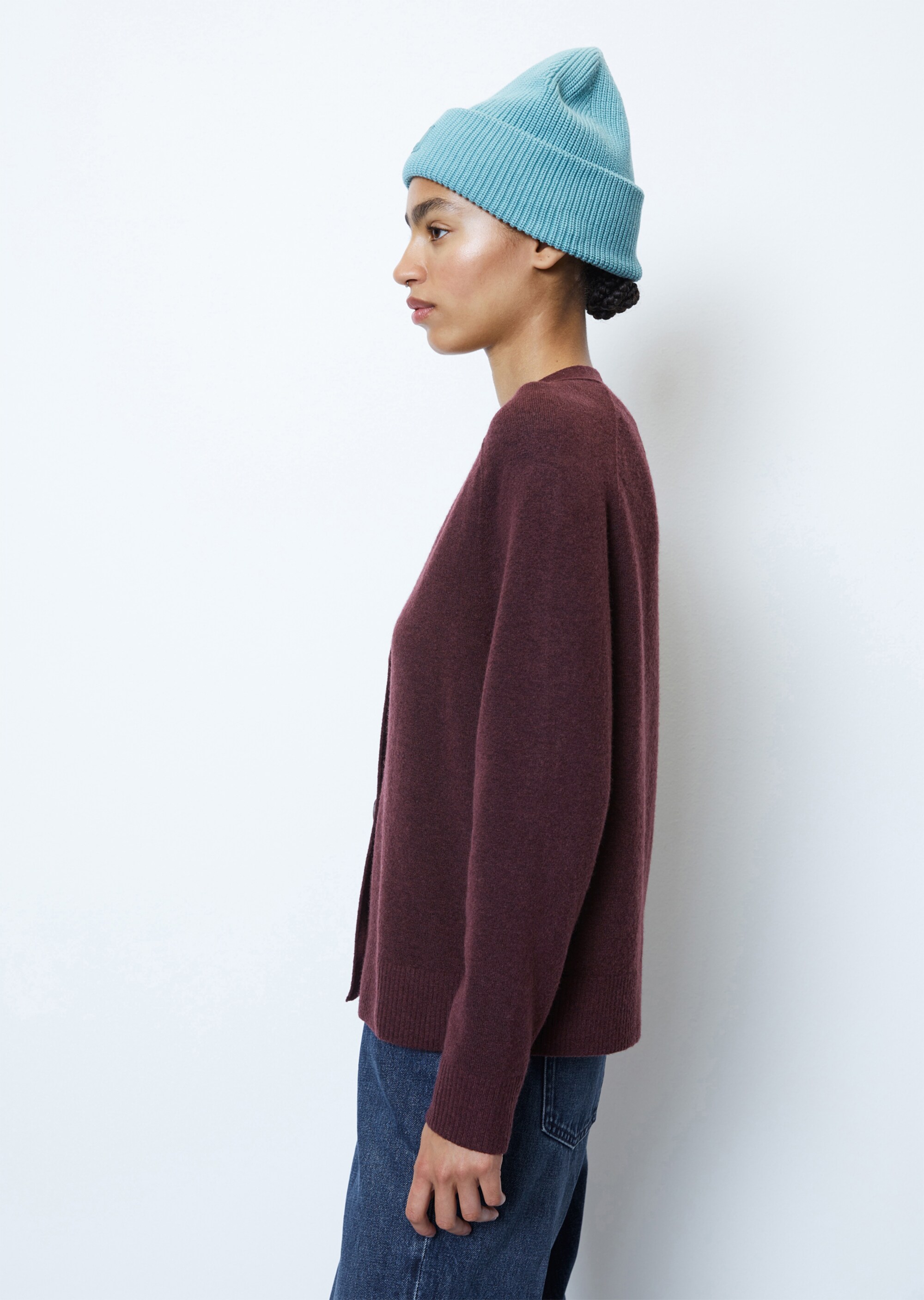 V-Neck-Cardigan relaxed aus softem Schurwolle-Mix