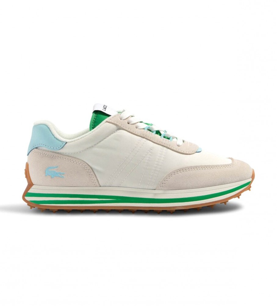 Tênis Lacoste L-Spin Textile Heel Pop em couro bege