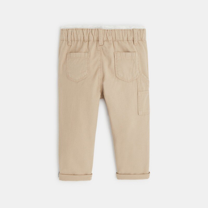 Pantalon coton fantaisie micro rayures beige bébé garçon Beige