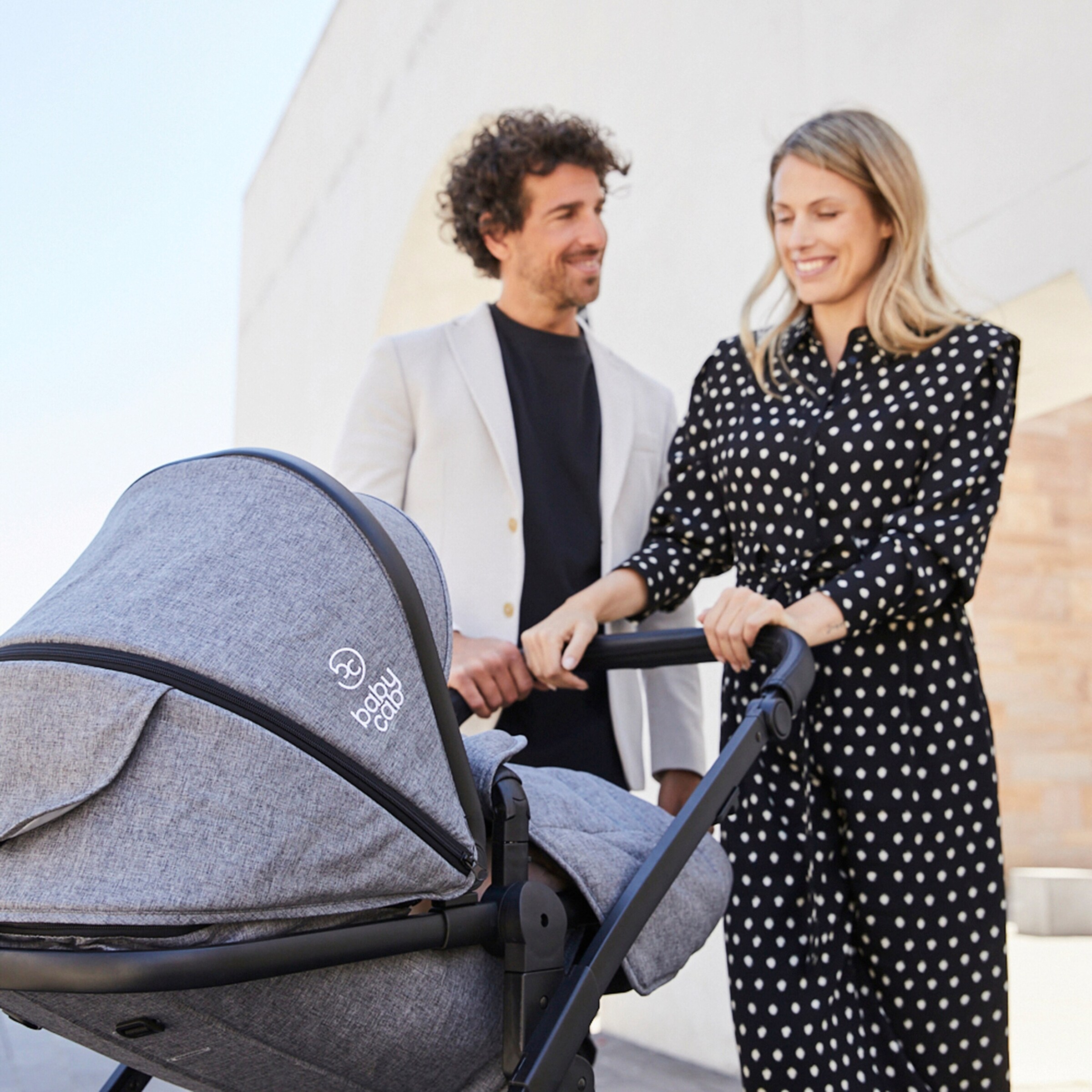 babycab Kombikinderwagen Stockholm Trio-Set (2024) inkl. i-Size Babyschale und Wickeltasche grau melange