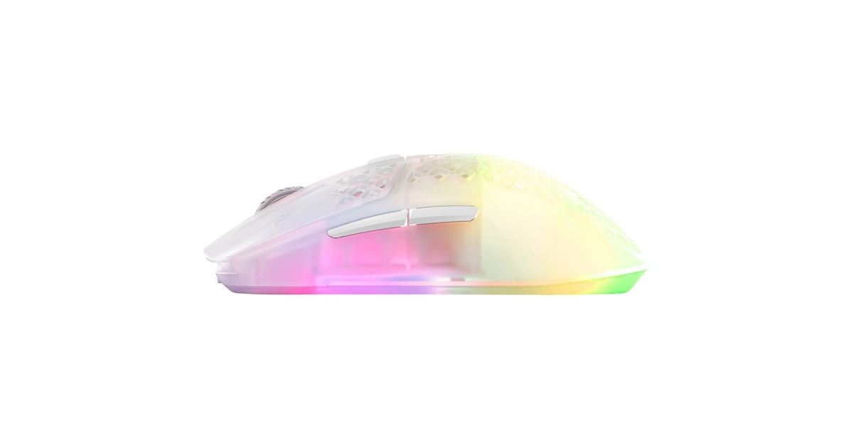 SteelSeriesAerox 3 Wireless Ghost 2022 gaming muis  (Transparant, 100 - 18.000 dpi, RGB leds)