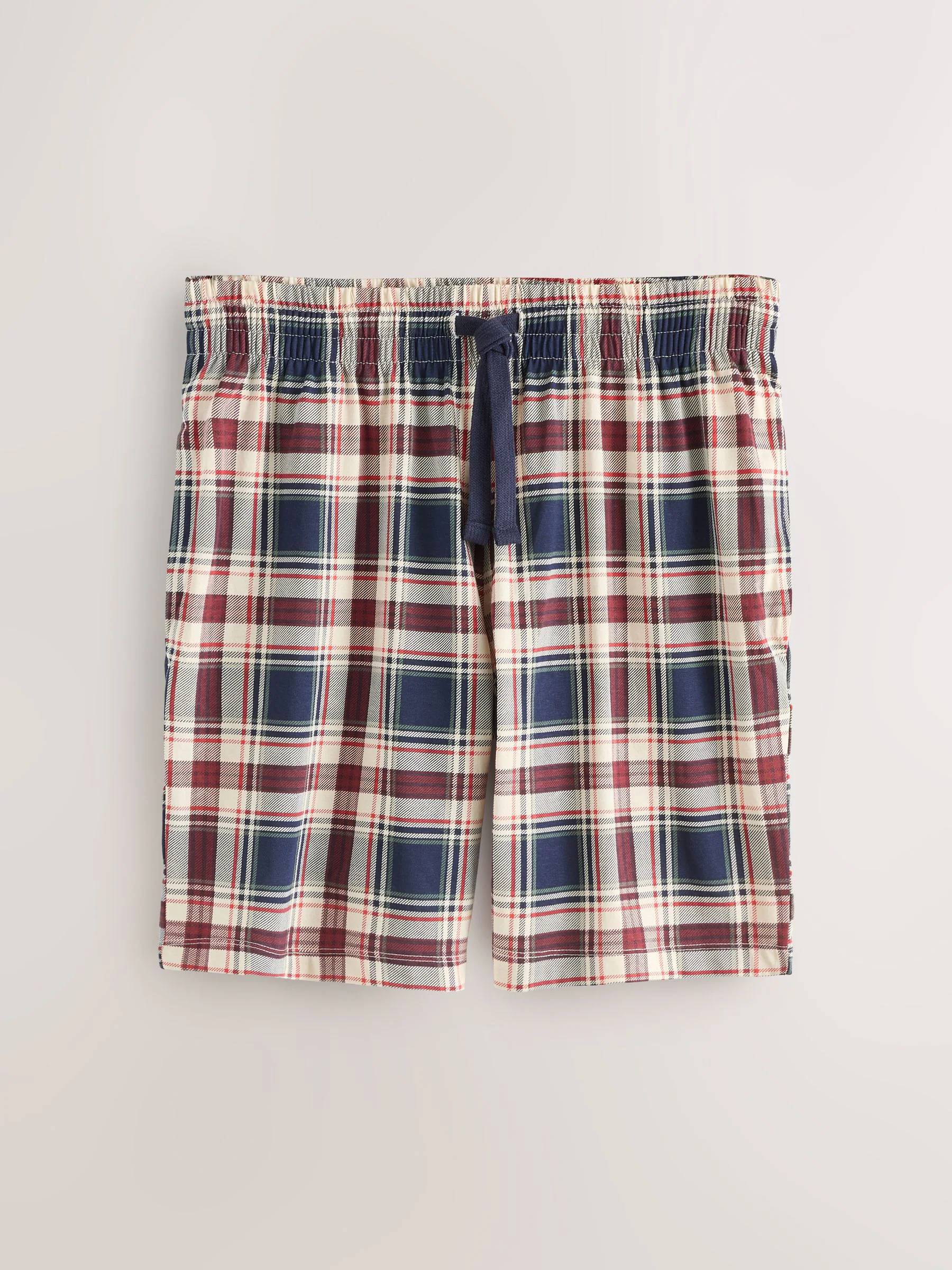 Rood/ecru - Geruite jersey korte pyjama's Set