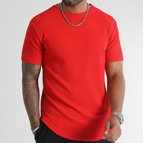 Tee Shirt Texturé Waffle 0411 Rouge