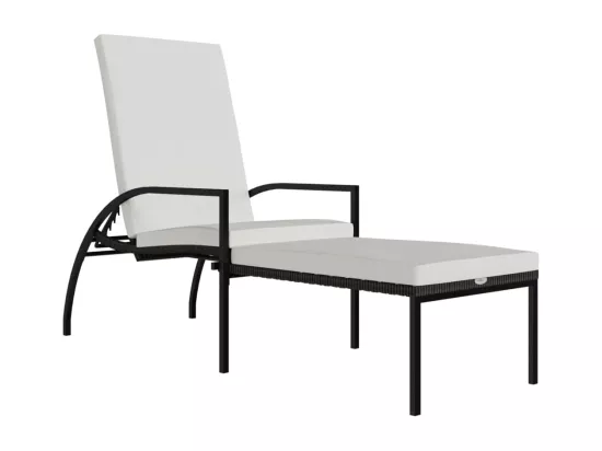 Chaise longue avec repose-pied Résine tressée Marron