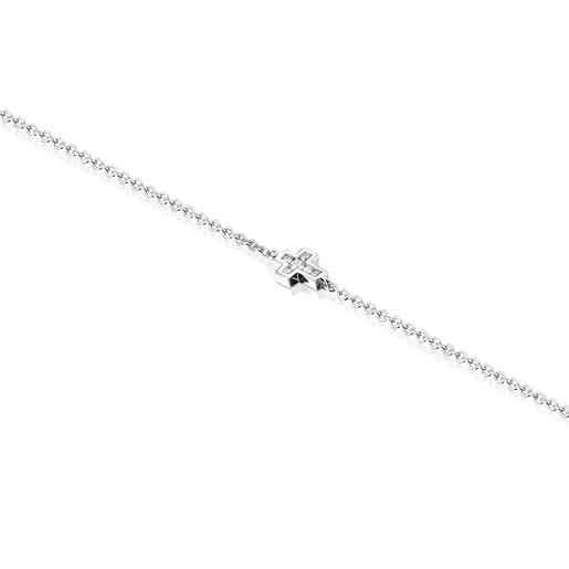 Pulseira Les Classiques em ouro branco e diamantes com formato de cruz