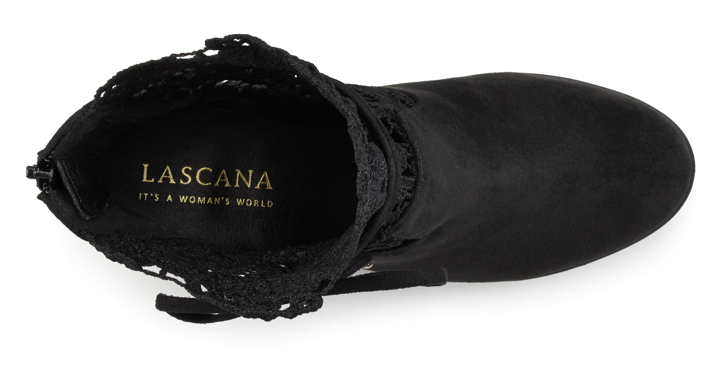 LASCANA High-Heel-Stiefelette  mit modischer Spitze und bequemen Blockabsatz, Ankle Boot, Stiefel