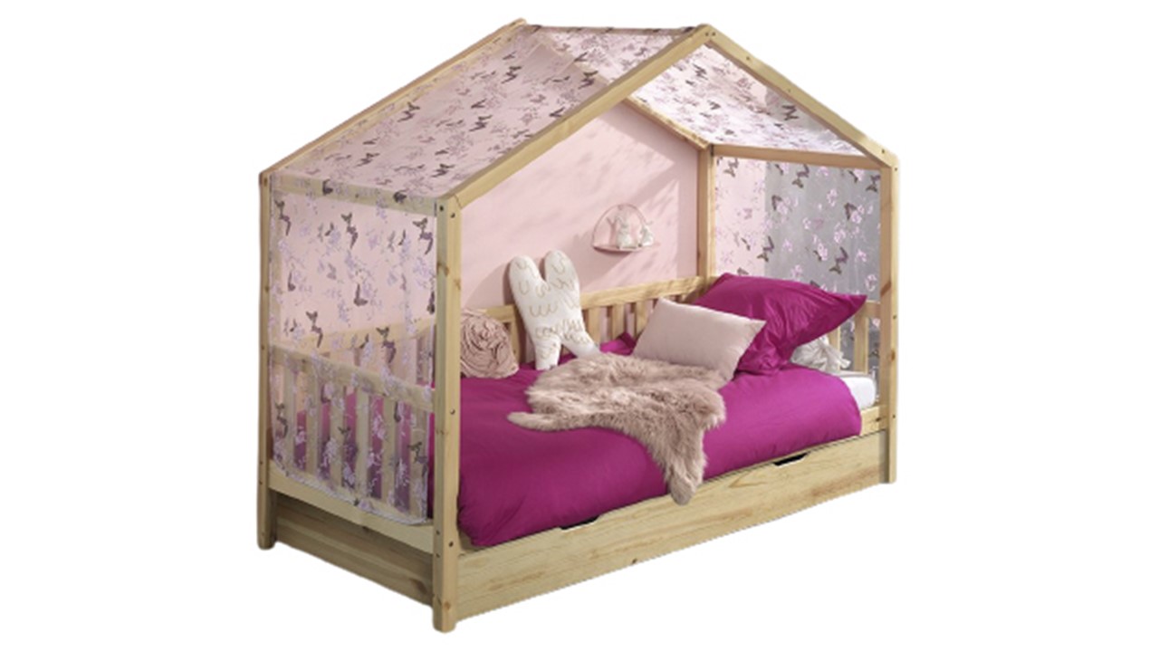 Huisbed Dallas met slaaplade en textielset naturel
