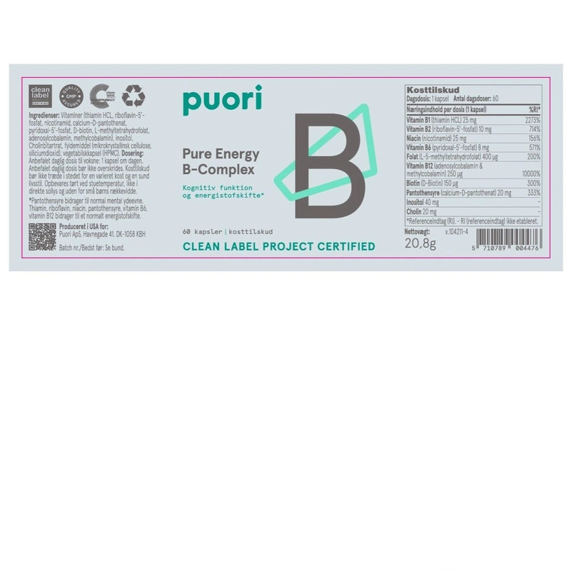 Puori Pure Energy B - Complex 60 Pieces