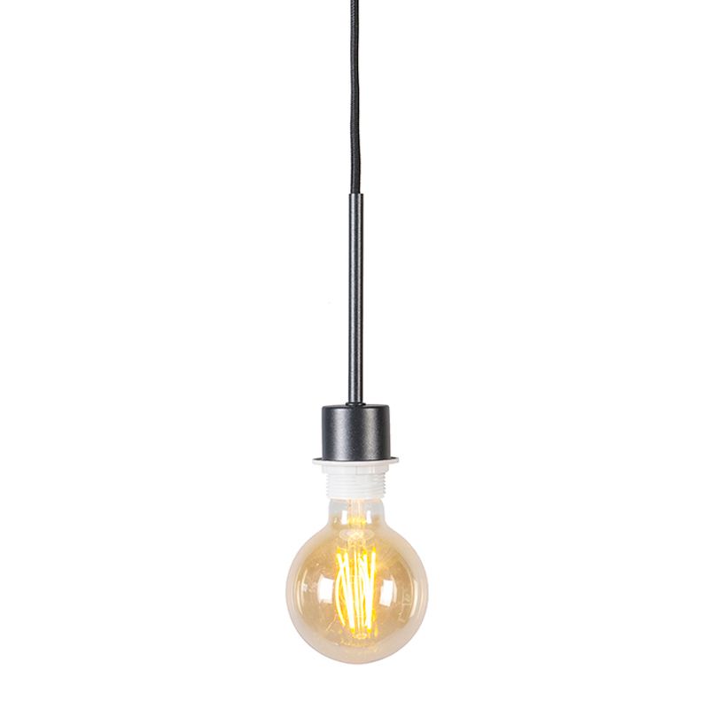 Landelijke hanglamp zwart met beige kap 50cm - Combi